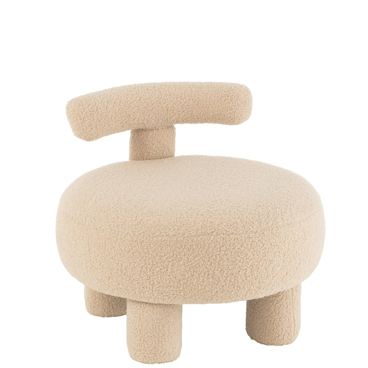 Tabouret Rond Avec Dossier Bouclé Beige Chaud J-Line