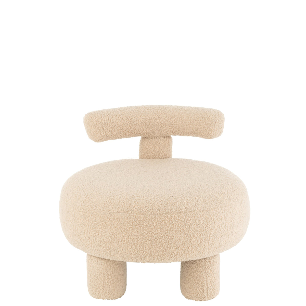 Tabouret Rond Avec Dossier Bouclé Beige Chaud J-Line