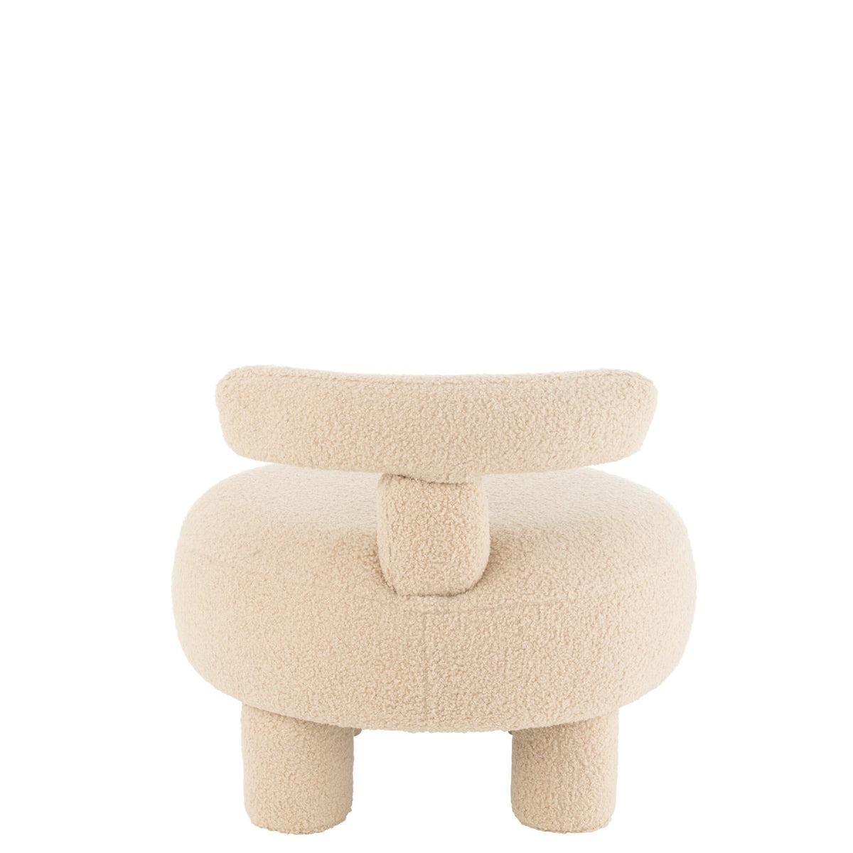 Tabouret Rond Avec Dossier Bouclé Beige Chaud J-Line