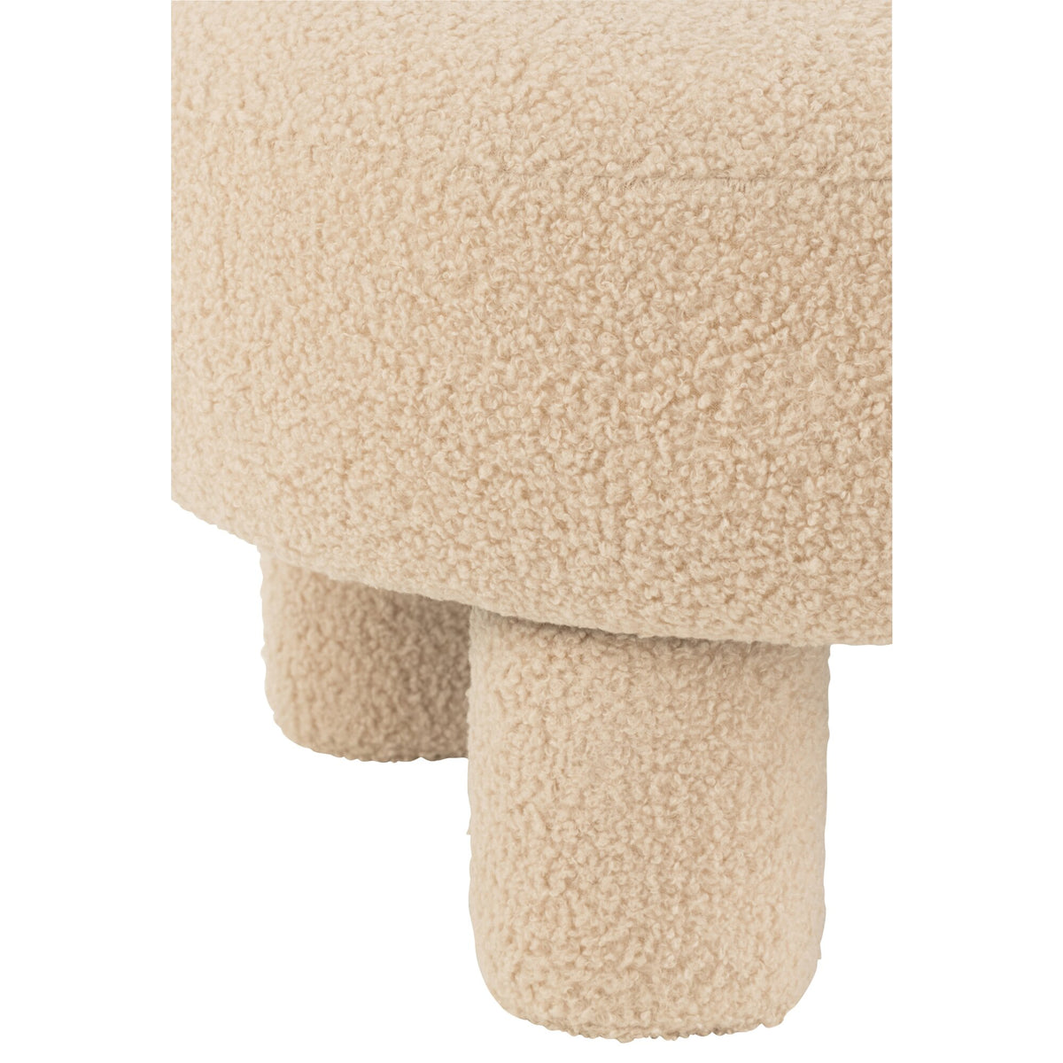 Tabouret Rond Avec Dossier Bouclé Beige Chaud J-Line