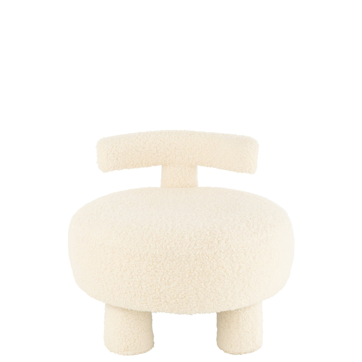 Tabouret Rond Avec Dossier Bouclé Blanc J-Line