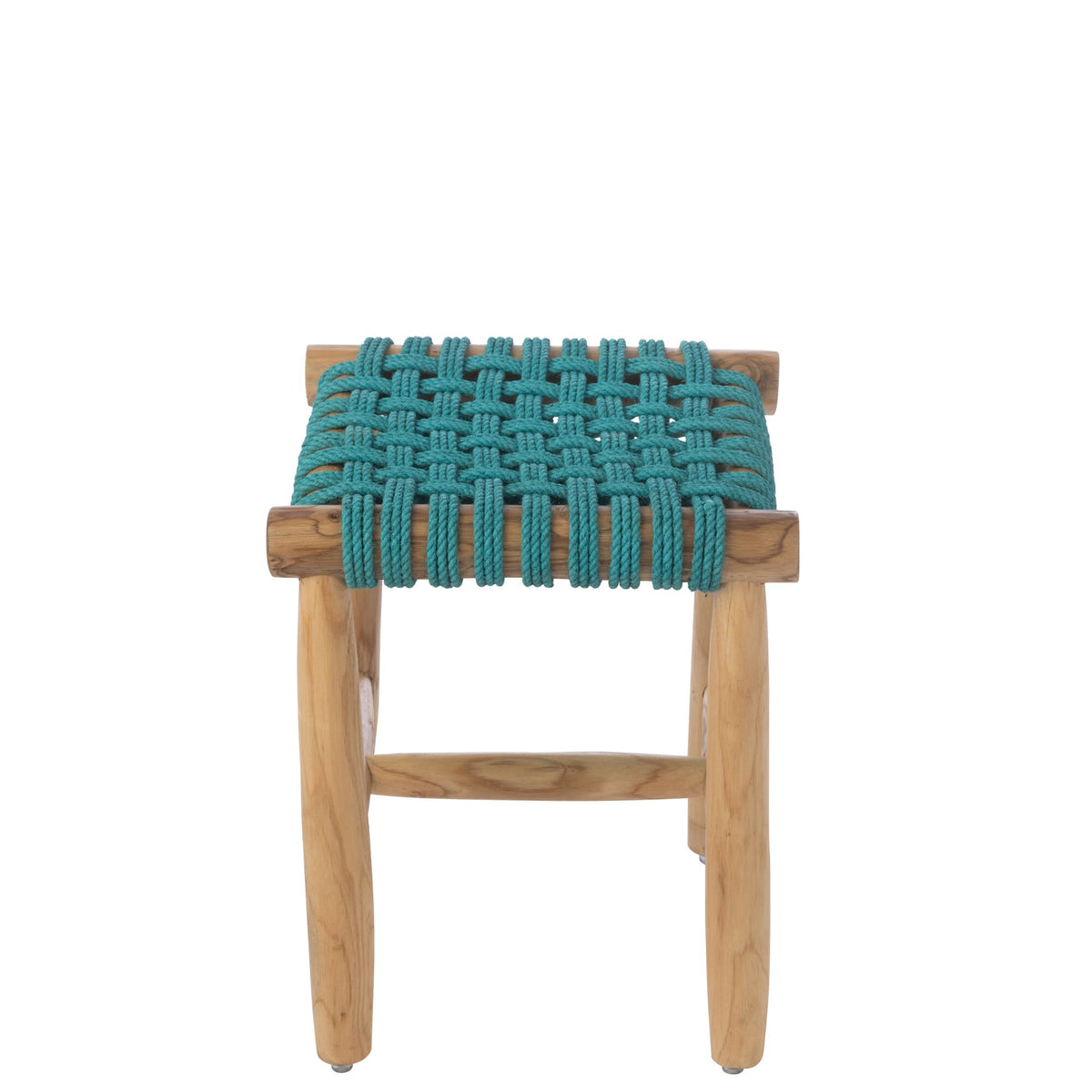 Tabouret en bois de teck turquoise J-Line