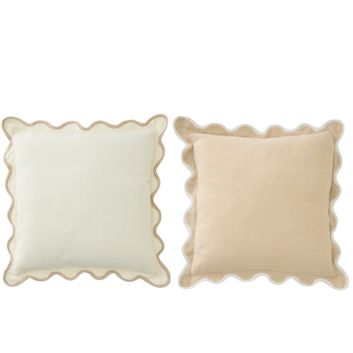 Coussin sculpté en coton blanc/beige de la collection de 2 de J-Line