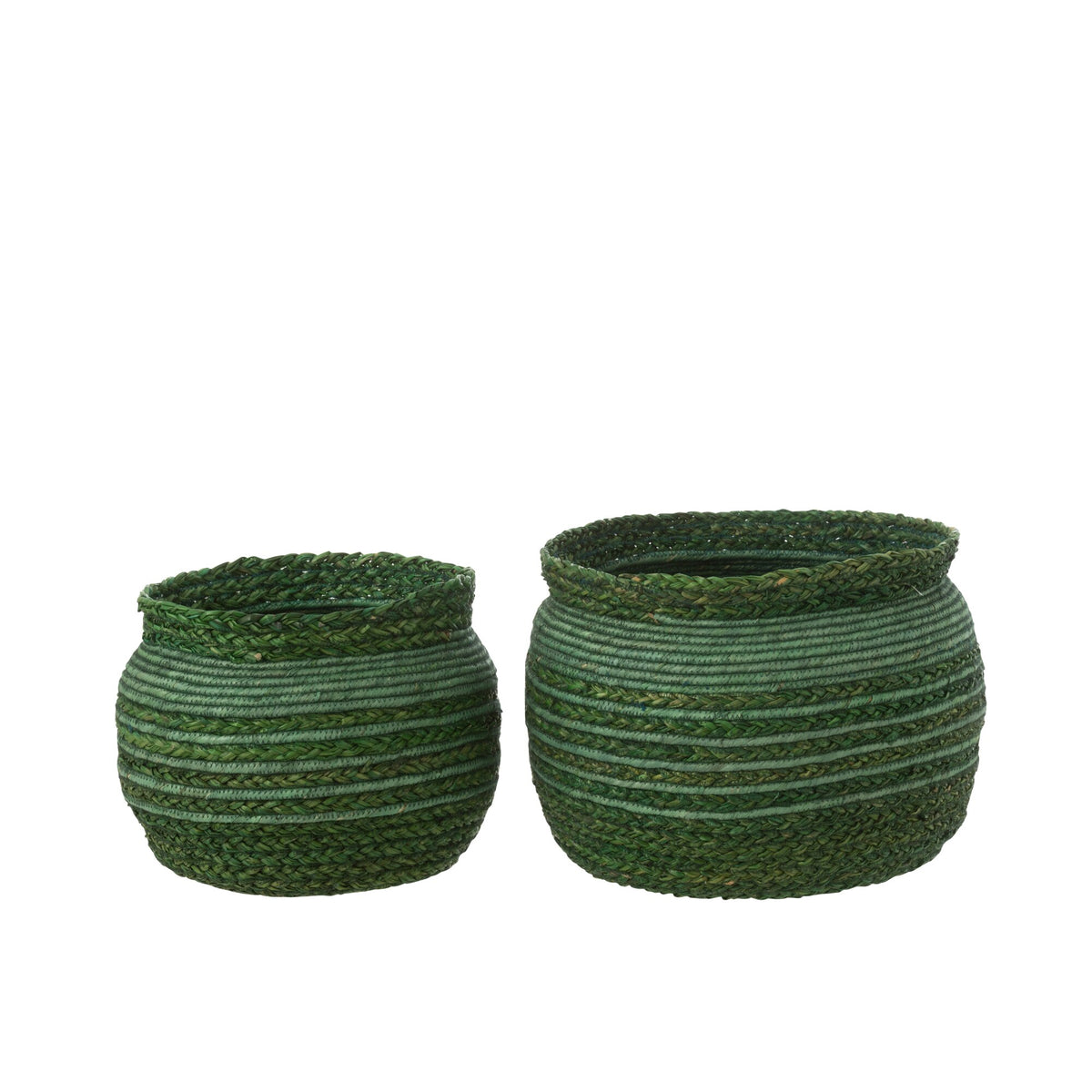 Panier Tressé Bord Herbe de la Mer Verte Lot de 2 J-Line