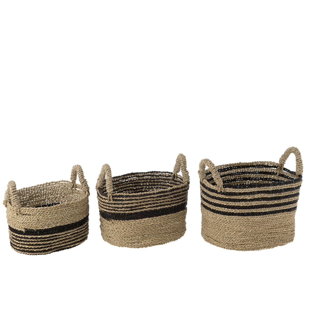 Paniers Aline en raphia noir/naturel, lot de 3 J-Line
