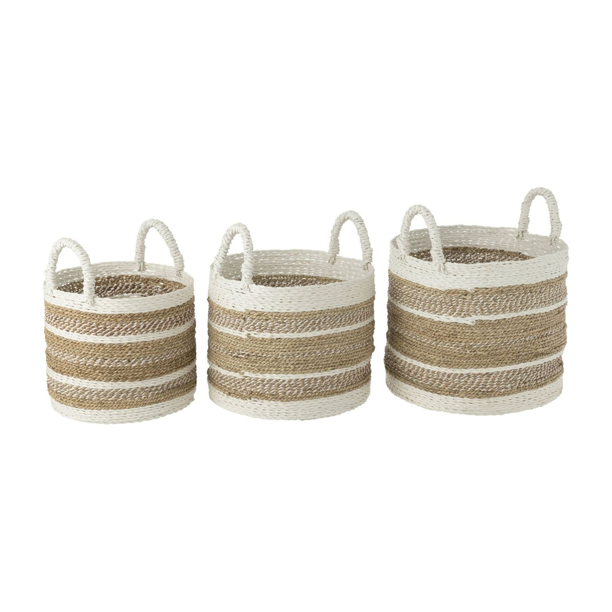 Paniers Caro en raphia blanc/naturel, lot de 3 J-Line