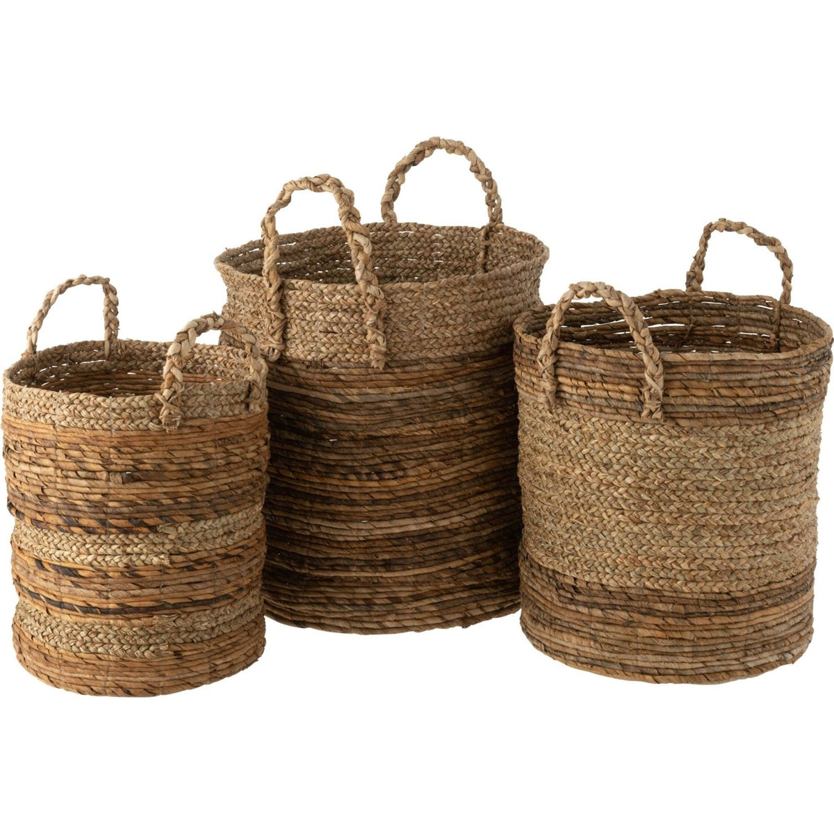 Lot de 3 paniers Lucie en raphia naturel J-Line