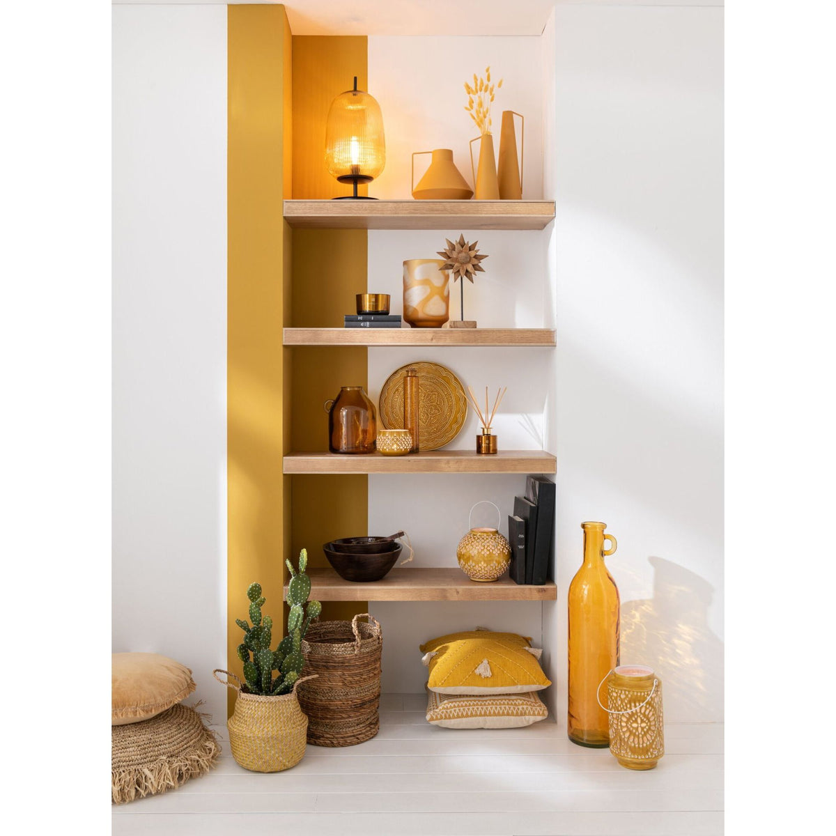 Lot de 3 paniers Lucie en raphia naturel J-Line