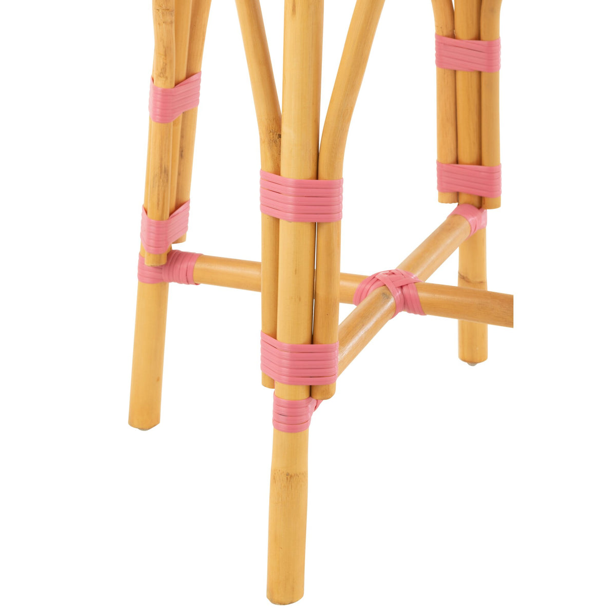 Tabouret de jardin Live rond en rotin rose/blanc J-Line