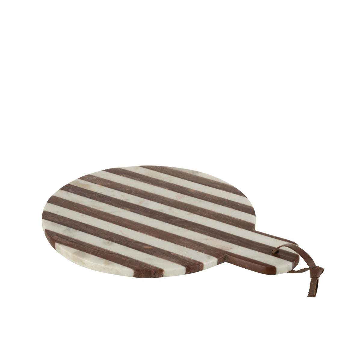 Planche Ronde Rayée Marbre Blanc/Brun 46x31x2cm J-line