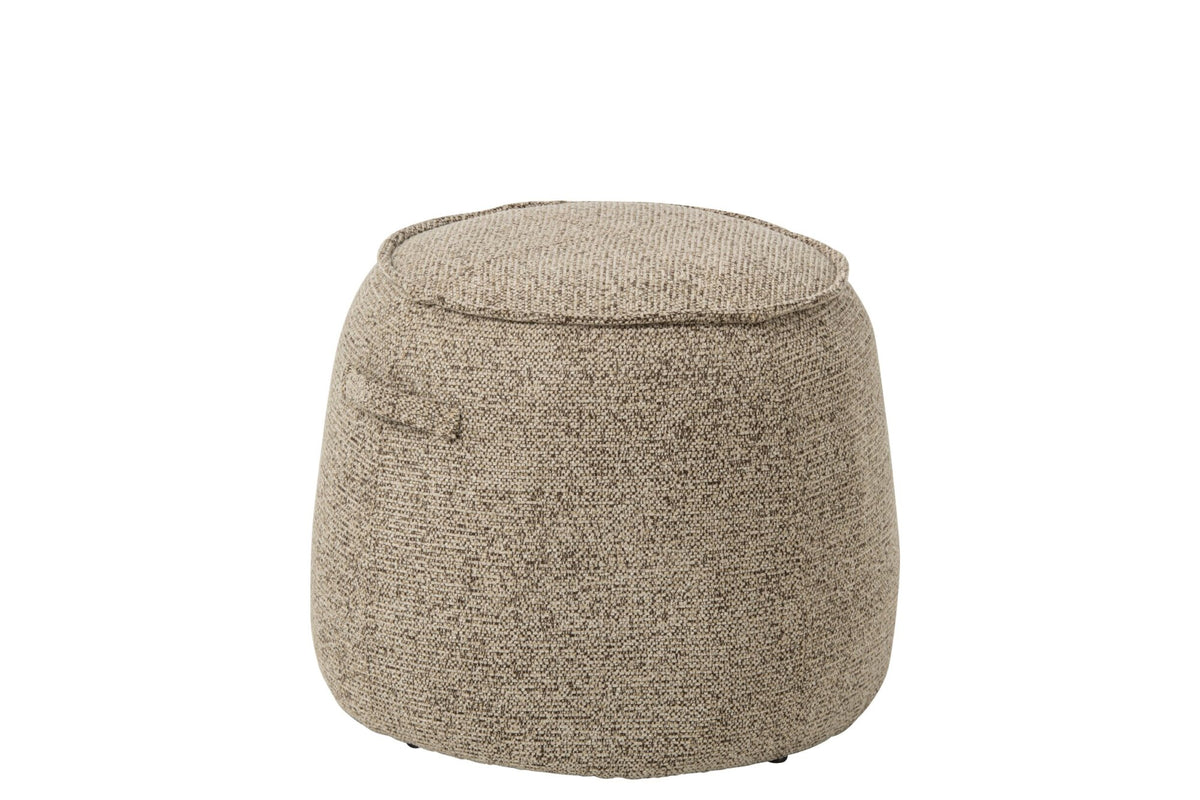 Pouf Alex Contreplaqué/Tissu Marron/Écru J-Line