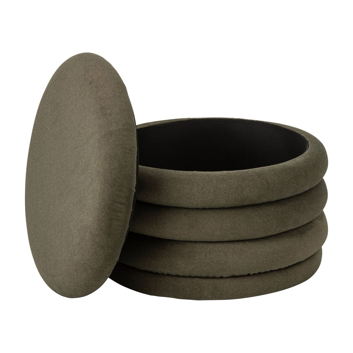 Pouf Mich Contreplaqué/Tissu Vert foncé J-Line