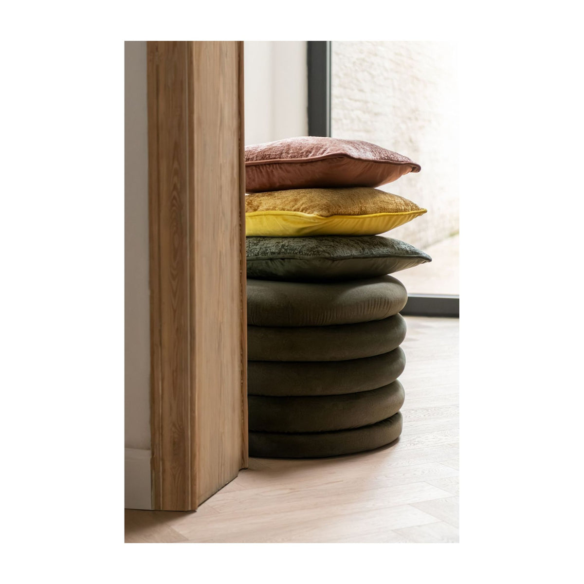 Pouf Mich Contreplaqué/Tissu Vert foncé J-Line