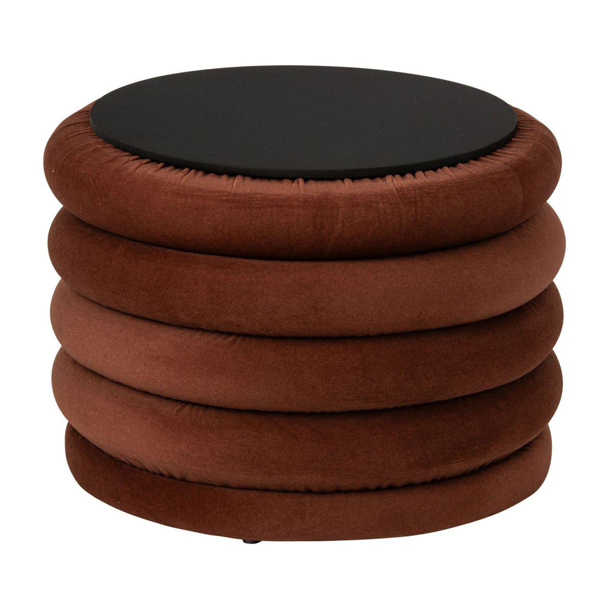 Pouf Mich Contreplaqué/Tissu Brun rouille J-Line