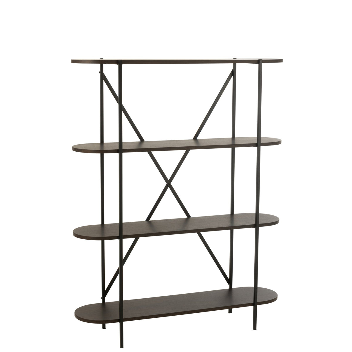 Étagère ovale MDF/métal marron foncé