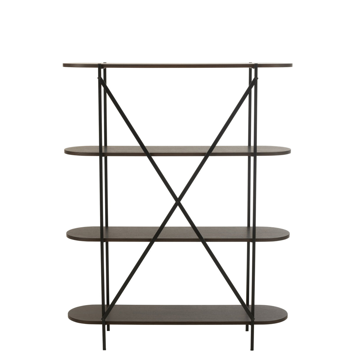 Étagère ovale MDF/métal marron foncé