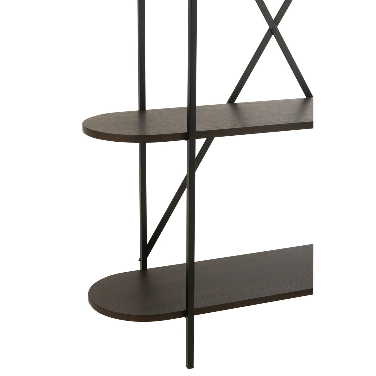Étagère ovale MDF/métal marron foncé