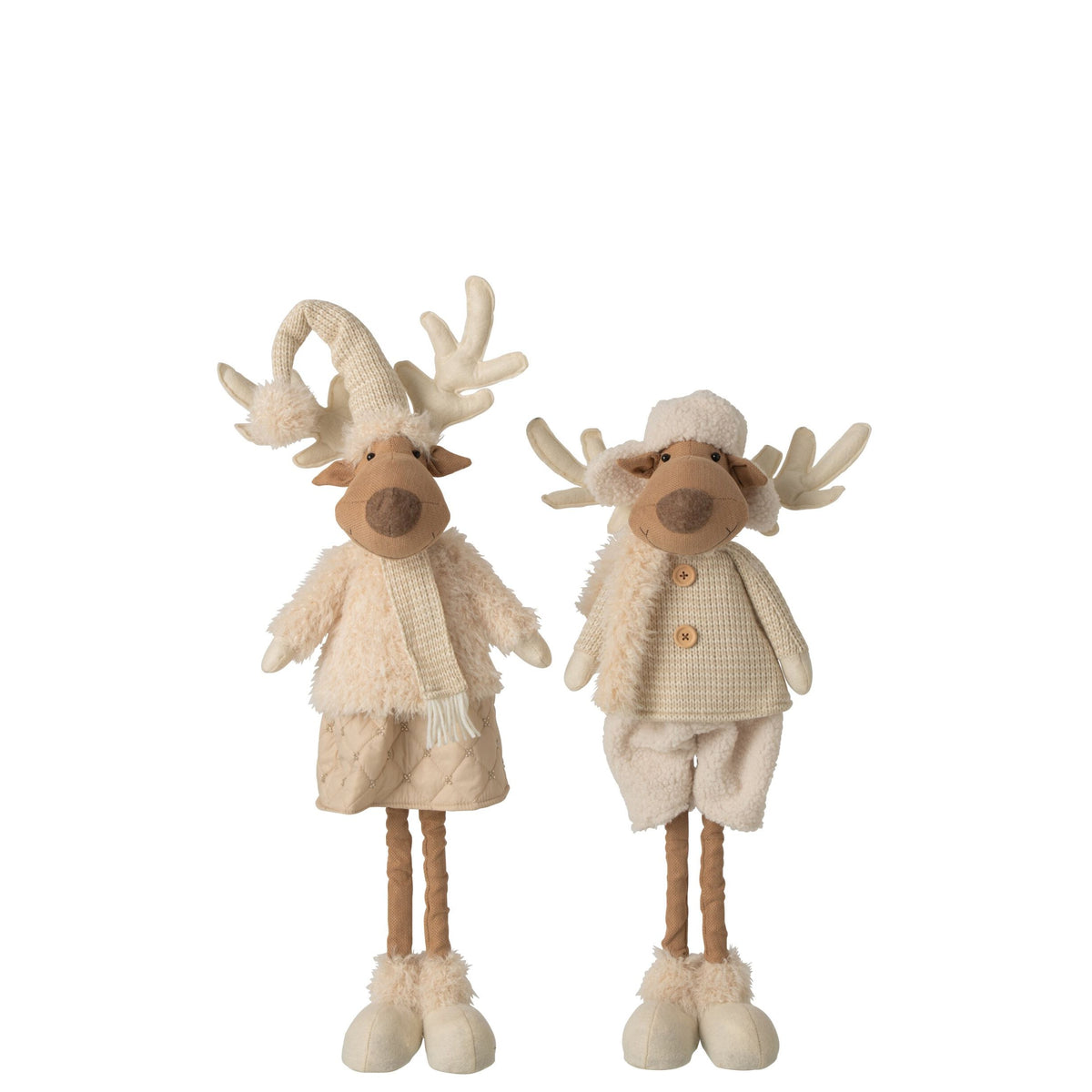 Renne déco polyester beige H82 cm lot de 2 J-Line