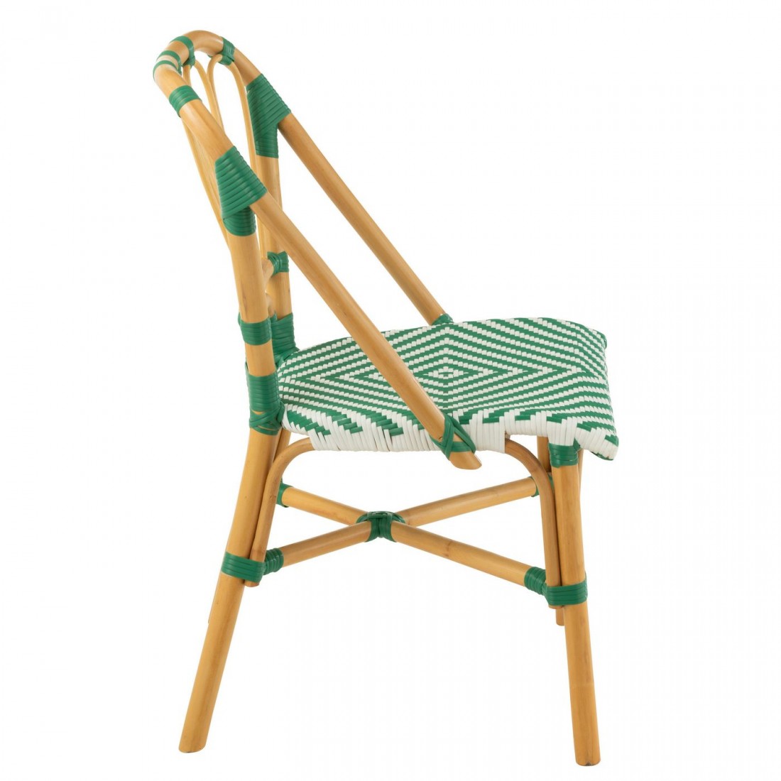 Chaise Rotin Vert foncé/Blanc J-Line