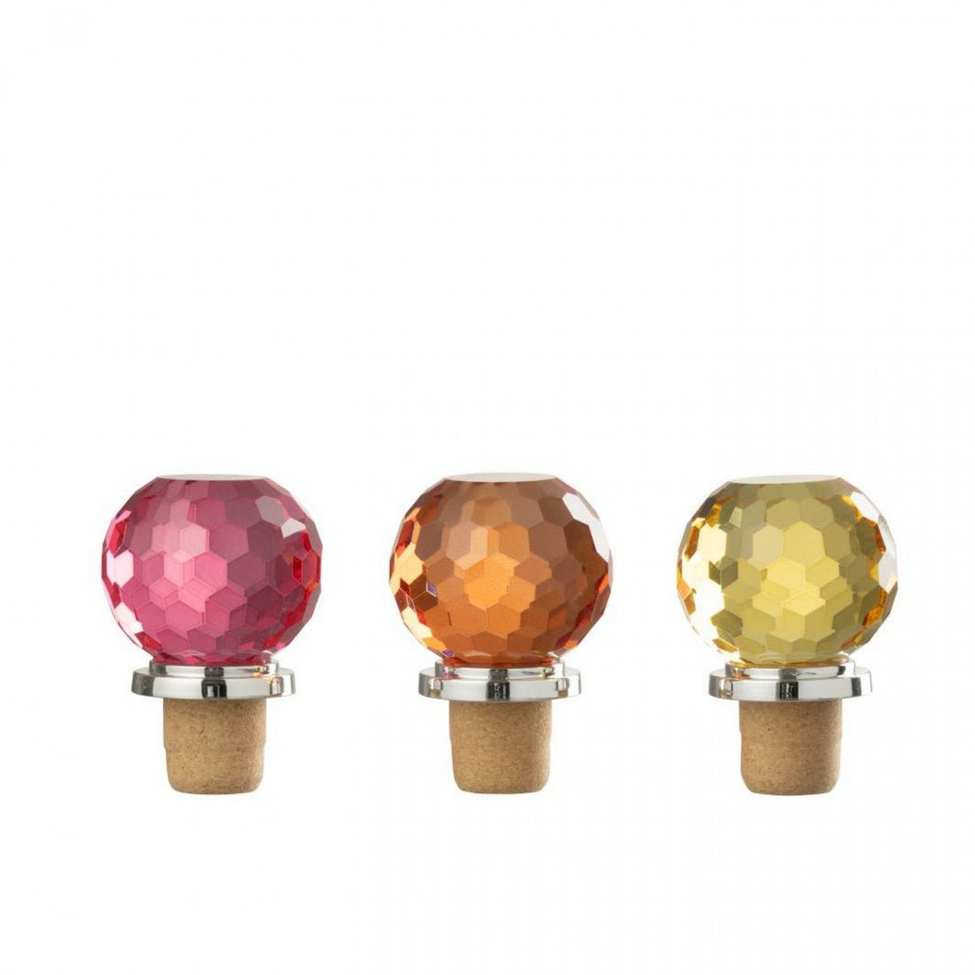 Bouchon de bouteille boule en verre jaune/orange assortiment de 3 J-Line