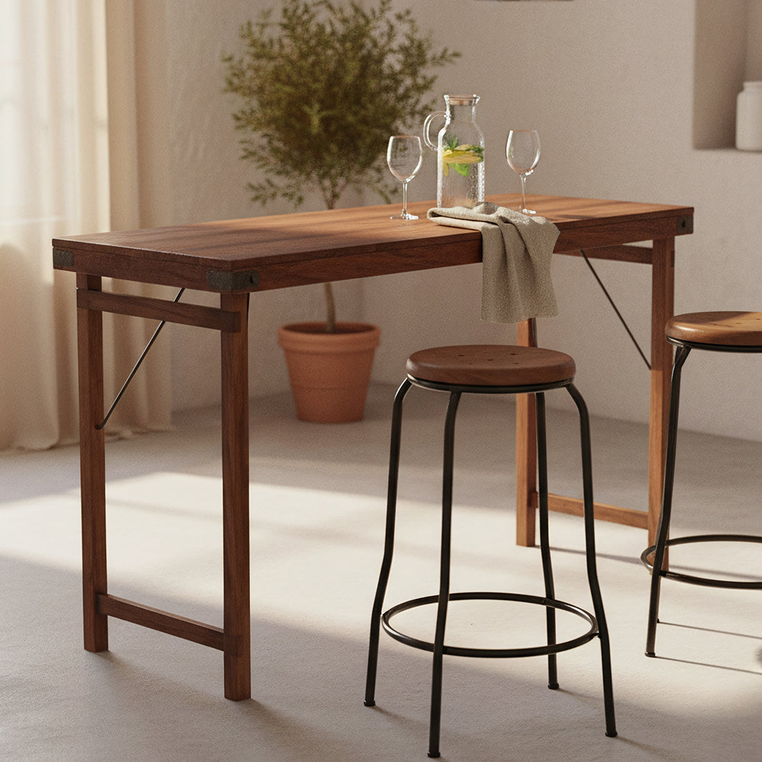 Table de marché en bois marron, pliable Raw Materials