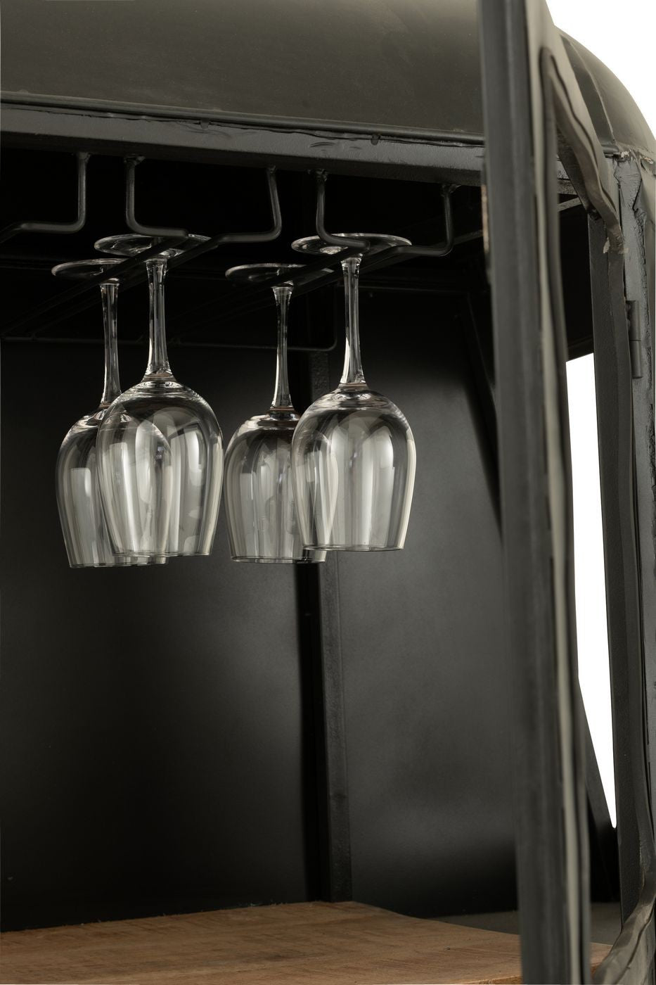 Meuble de bar Wagon-Lits Fer/Bois de manguier Noir/Blanc J-Line