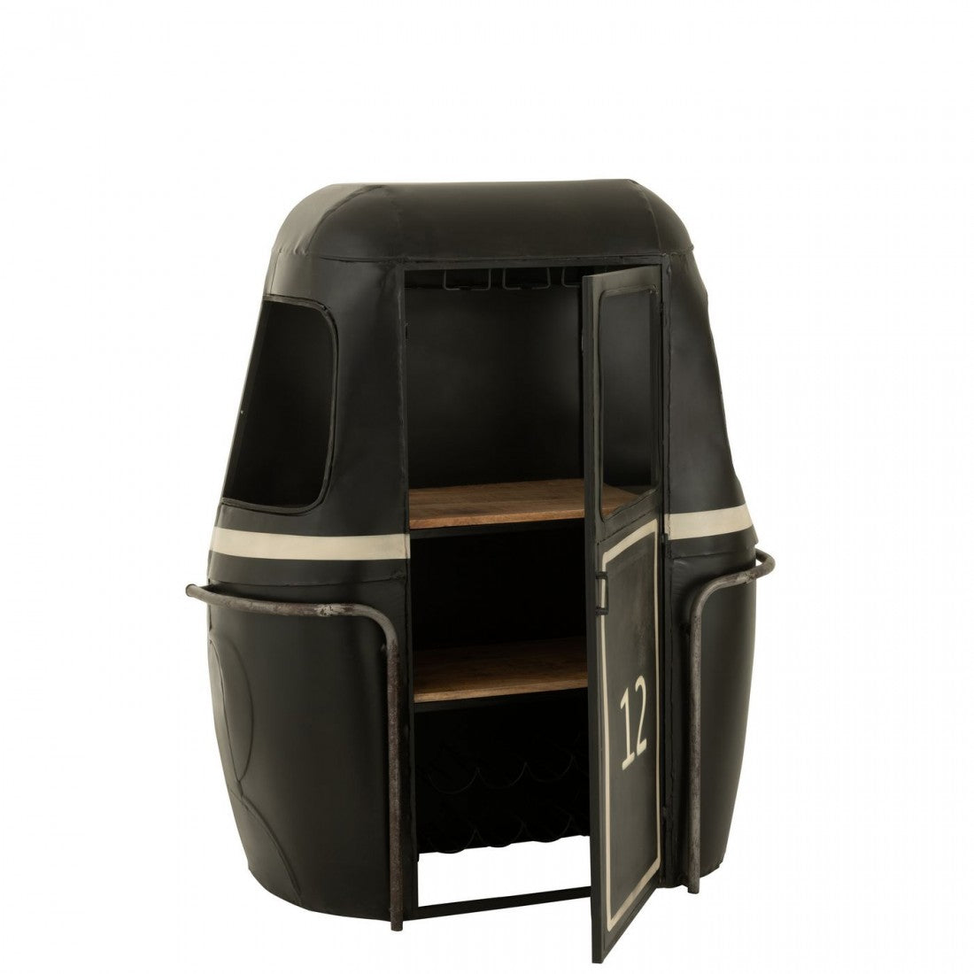 Meuble de bar Wagon-Lits Fer/Bois de manguier Noir/Blanc J-Line