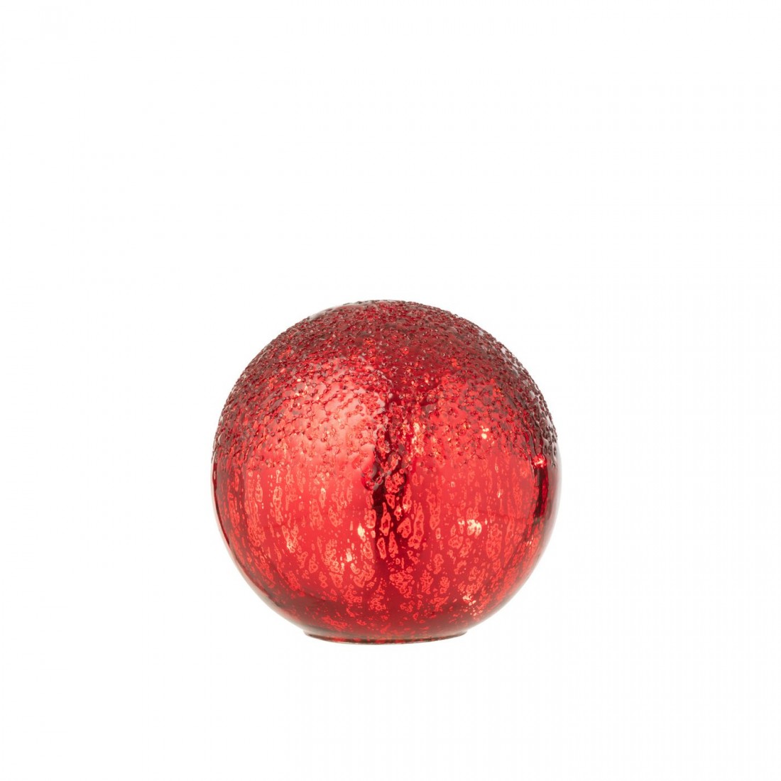 Boule LED en verre craquelé rouge de Noël, lot de 2 J-Line