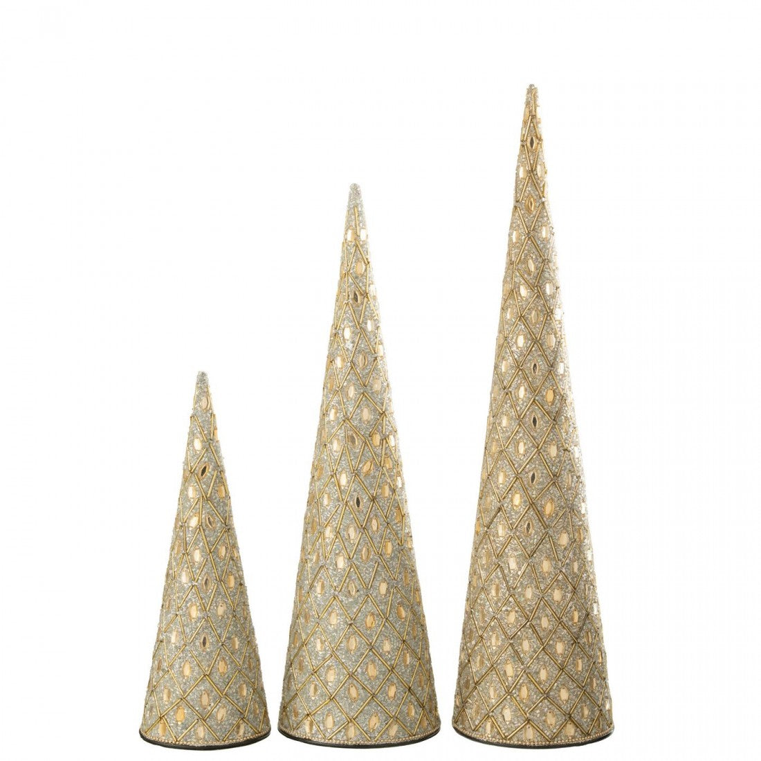 Cône Fer/Perles Blanc/Doré Lot de 3 J-Line
