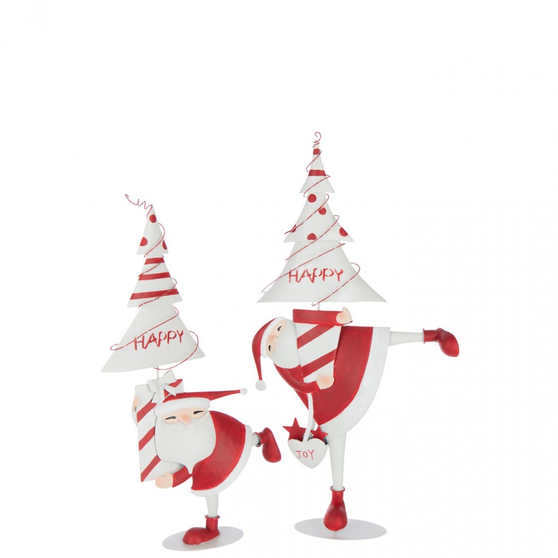 Sapin de Noël LED Père Noël en fer Rouge Noël/Blanc Petit H66cm J-Line