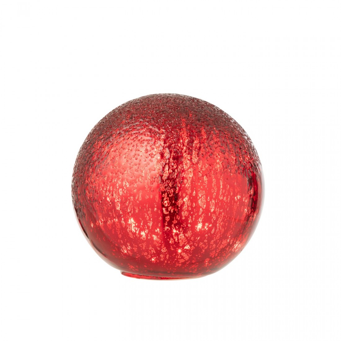Boule LED en verre craquelé rouge de Noël, lot de 2 J-Line