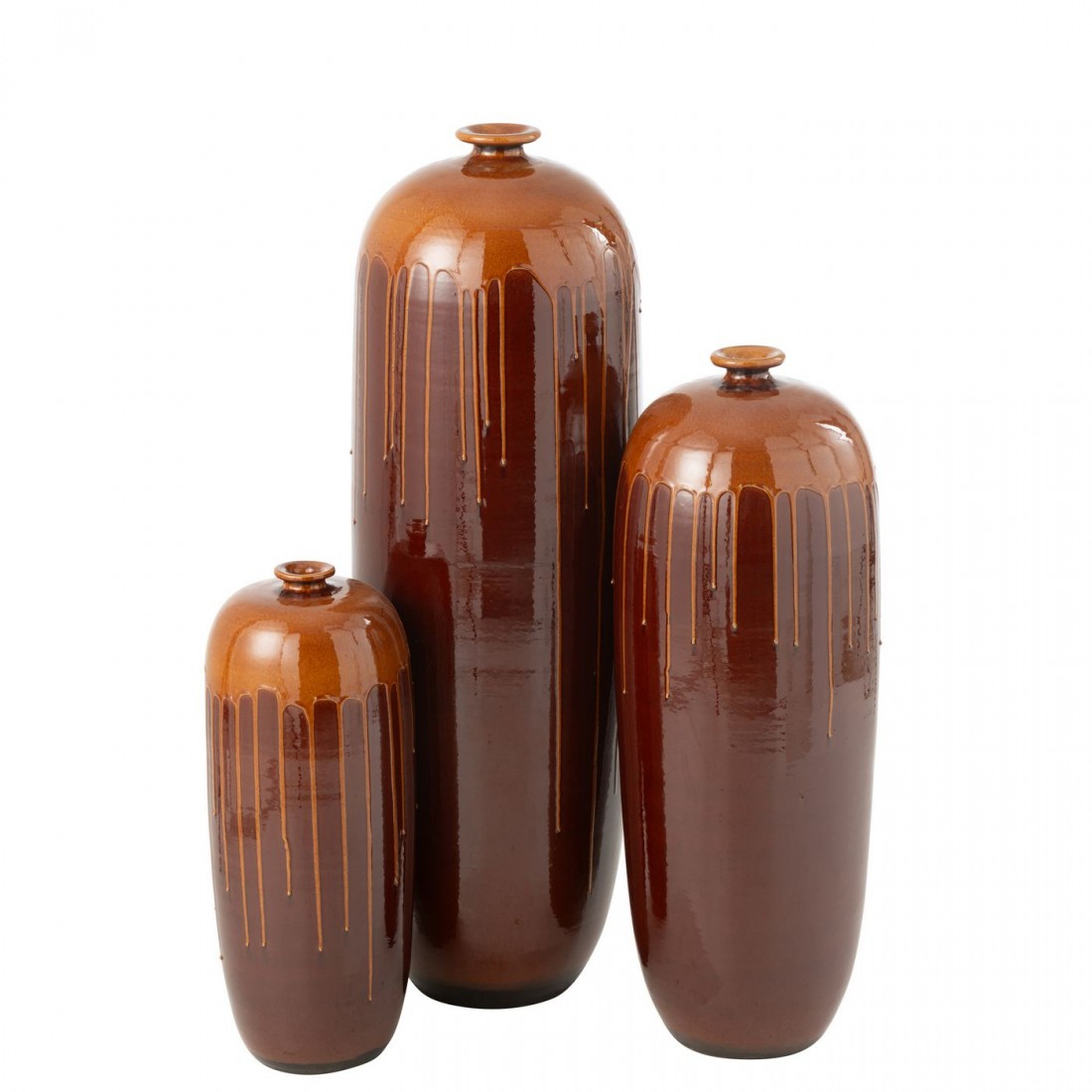 Vase Lee Terra Marron/Orange brillant Petit Ø19xH55cm J-Line