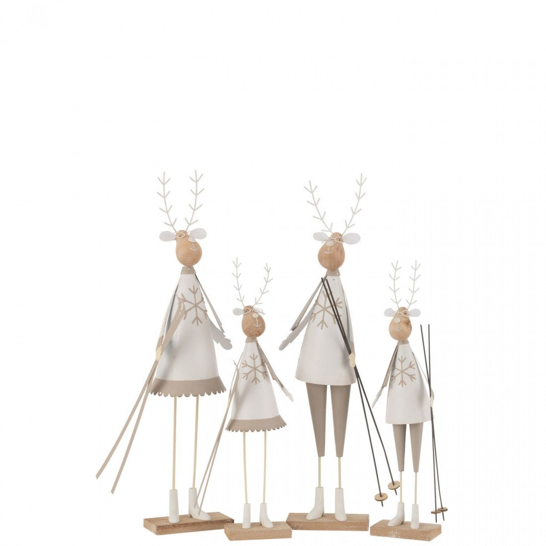 Renne déco garçon/fille métal/bois blanc/beige grand H49 cm lot de 2 J-Line