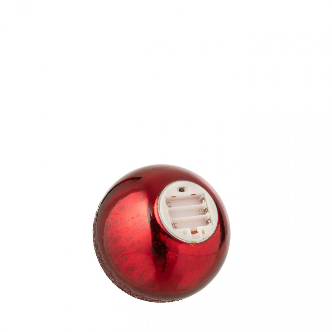 Boule LED en verre craquelé rouge de Noël, lot de 2 J-Line