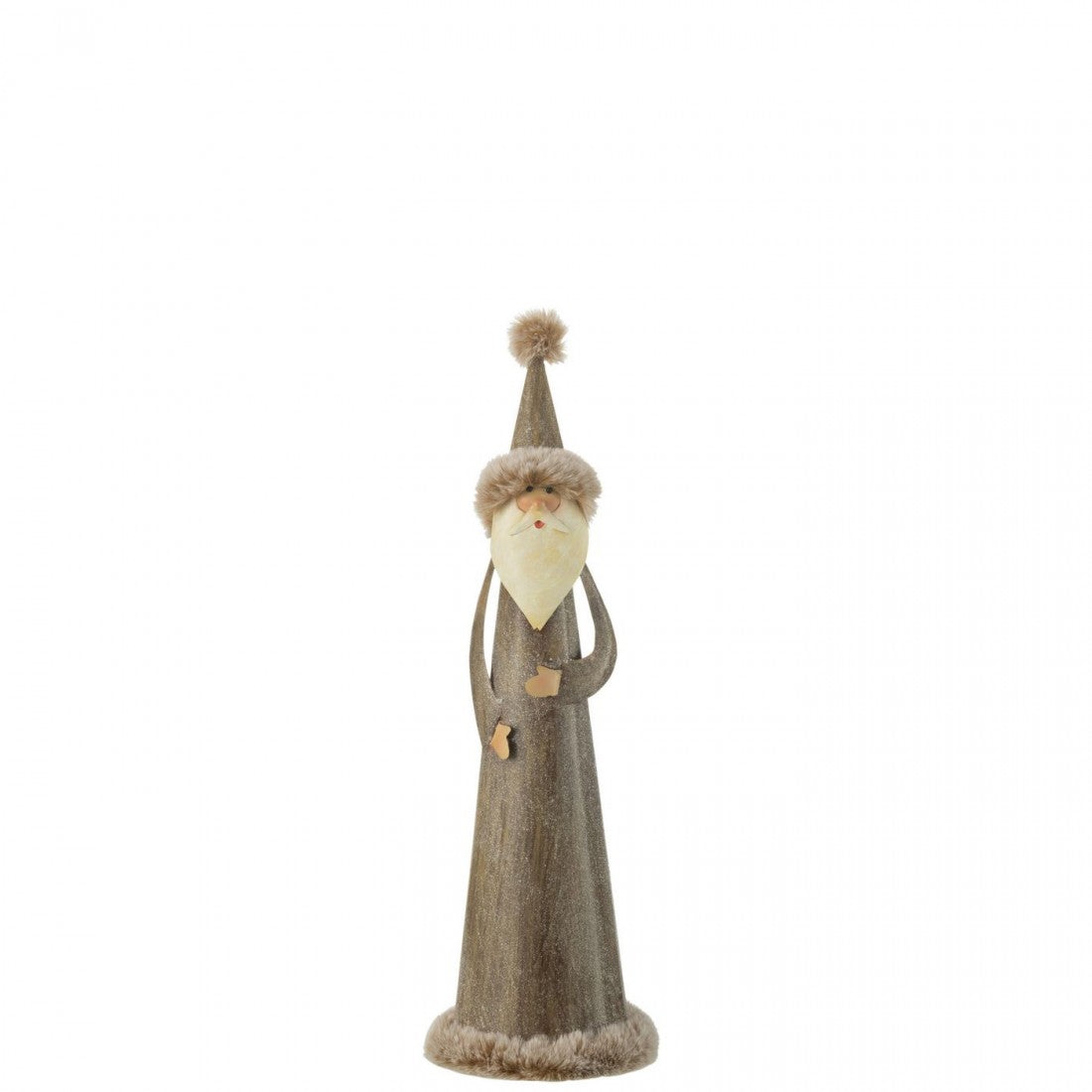 Père Noël Rond Fourrure Métal Gris Petit J-Line