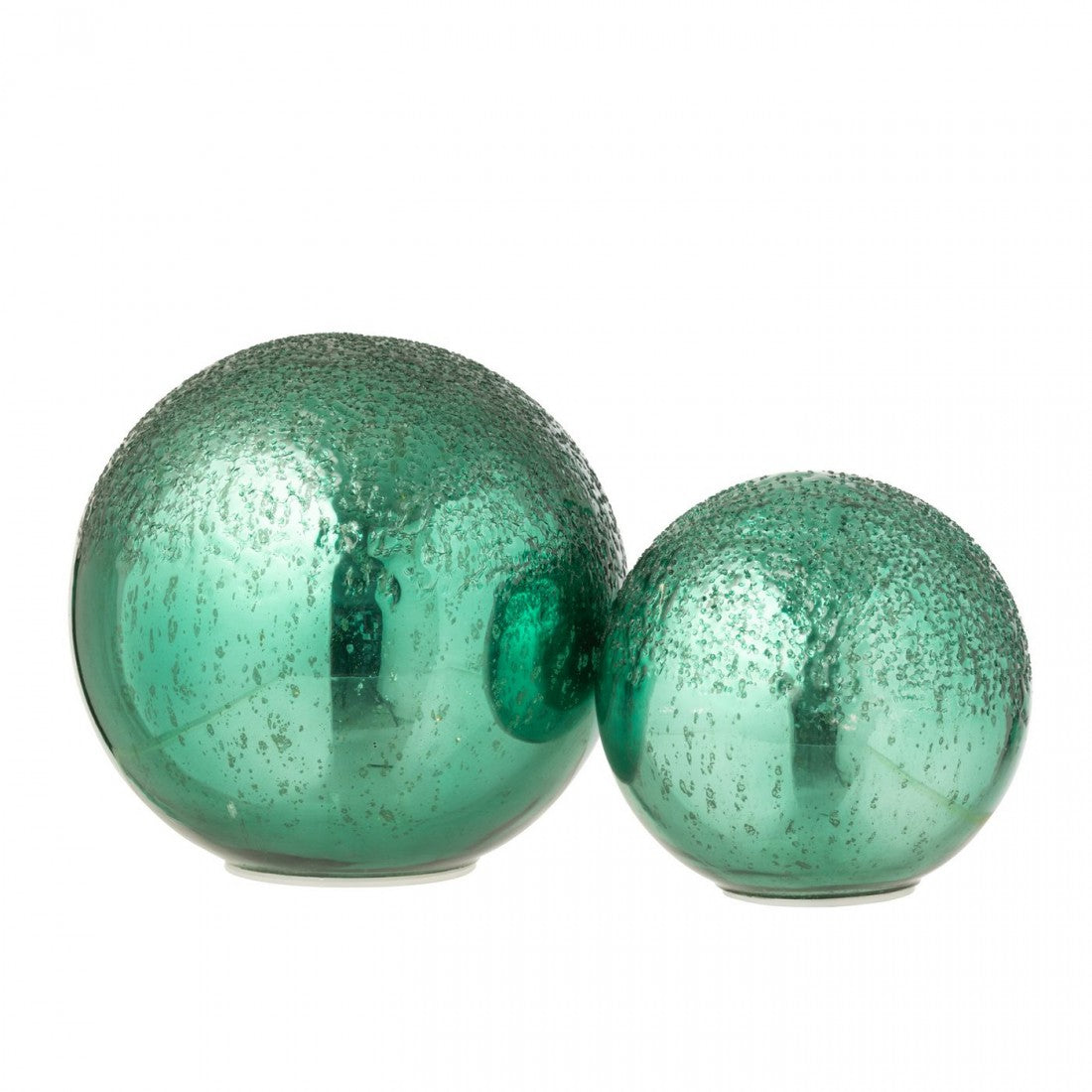 Boule LED Verre Craquelé Vert Lot de 2 J-Line