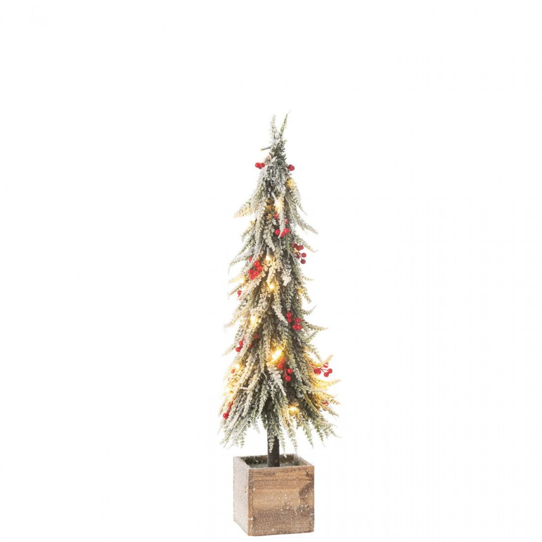 Sapin de Noël + Neige artificielle LED vert/rouge, grand modèle H75 cm J-Line