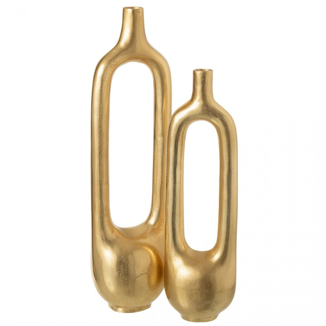 Vase intérieur creux en aluminium doré, grand modèle, J-Line