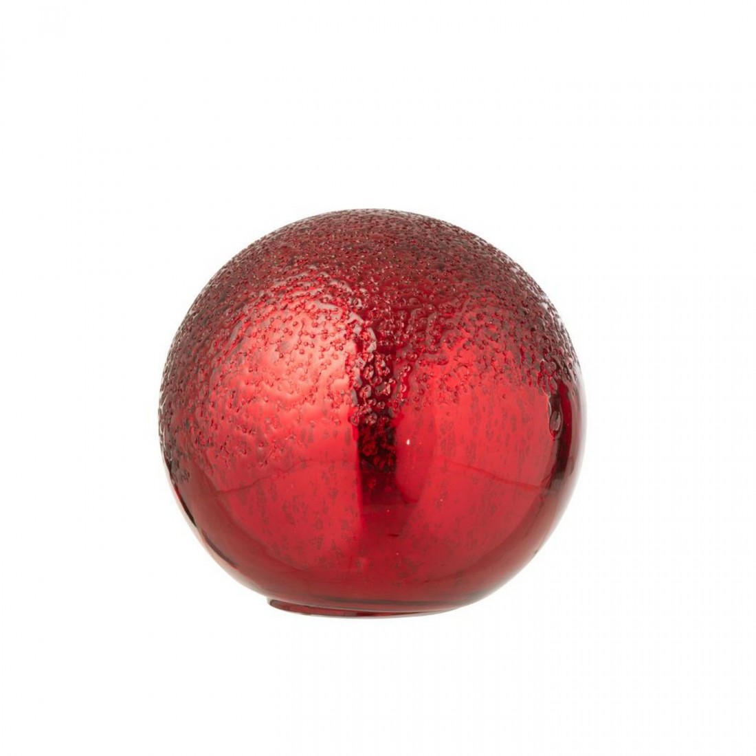 Boule LED en verre craquelé rouge de Noël, lot de 2 J-Line