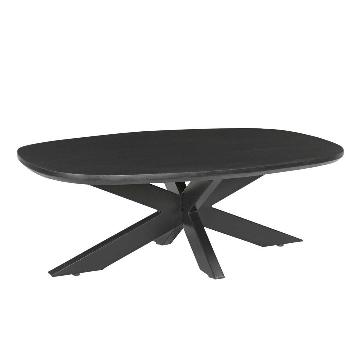 Salontafel Jesper Kala 120cm schuin vooraanzicht met zwart spinpootonderstel