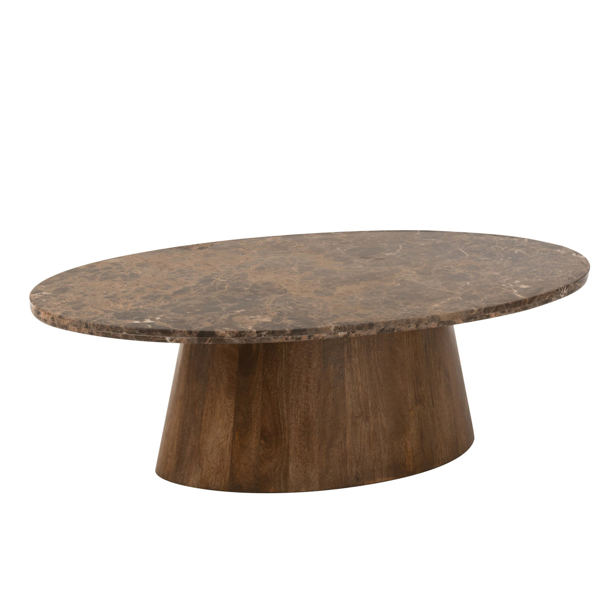 Table basse ovale Marbre/Bois de manguier Marron J-Line