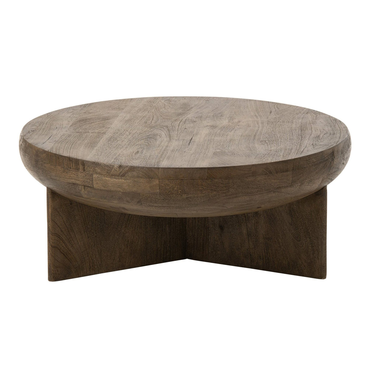 Table basse ronde en bois de manguier brun foncé Ø90 cm J-Line
