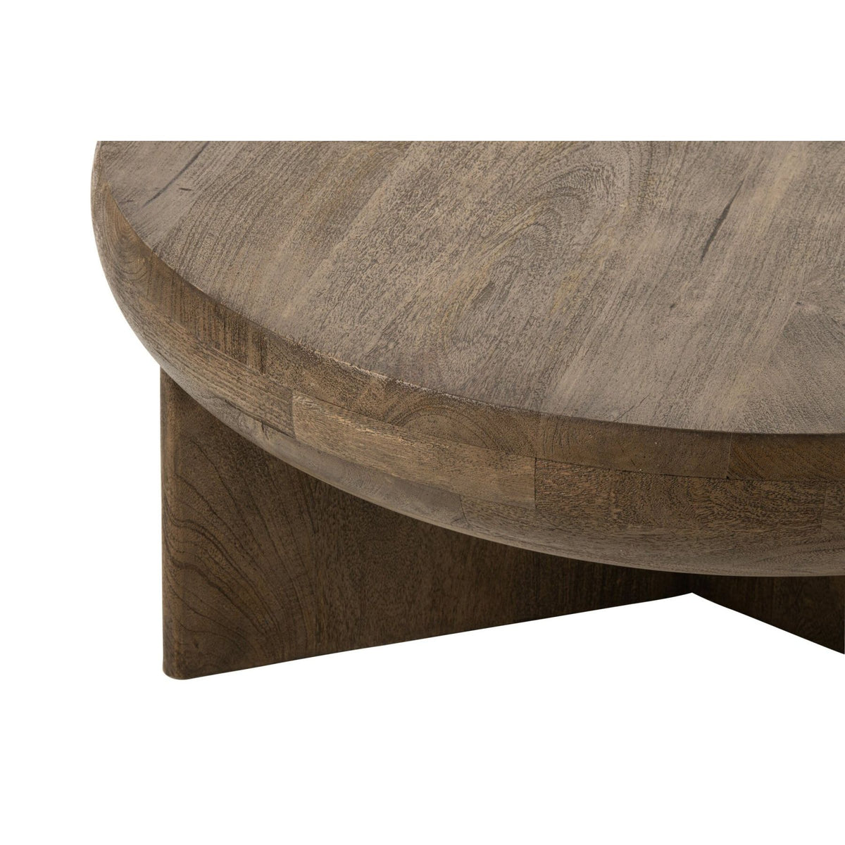 Table basse ronde en bois de manguier brun foncé Ø90 cm J-Line