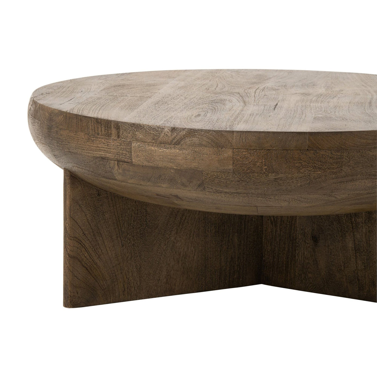 Table basse ronde en bois de manguier brun foncé Ø90 cm J-Line
