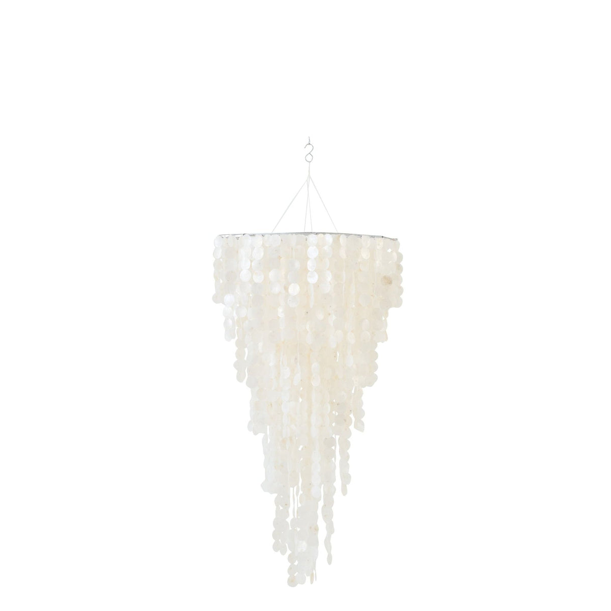 Suspension Coquillage Capiz Blanc Moyen Ø80cm x H150cm J-Line