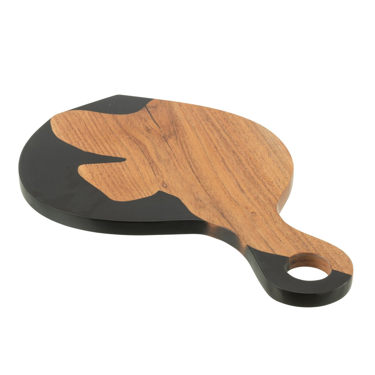 Planche de service moderne en bois d’acacia/résine époxy naturel/noir J-Line