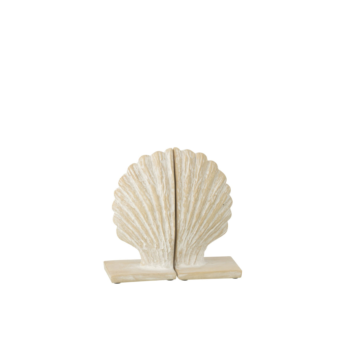Lot de 2 serre-livres coquillage en polyrésine blanc/naturel J-Line