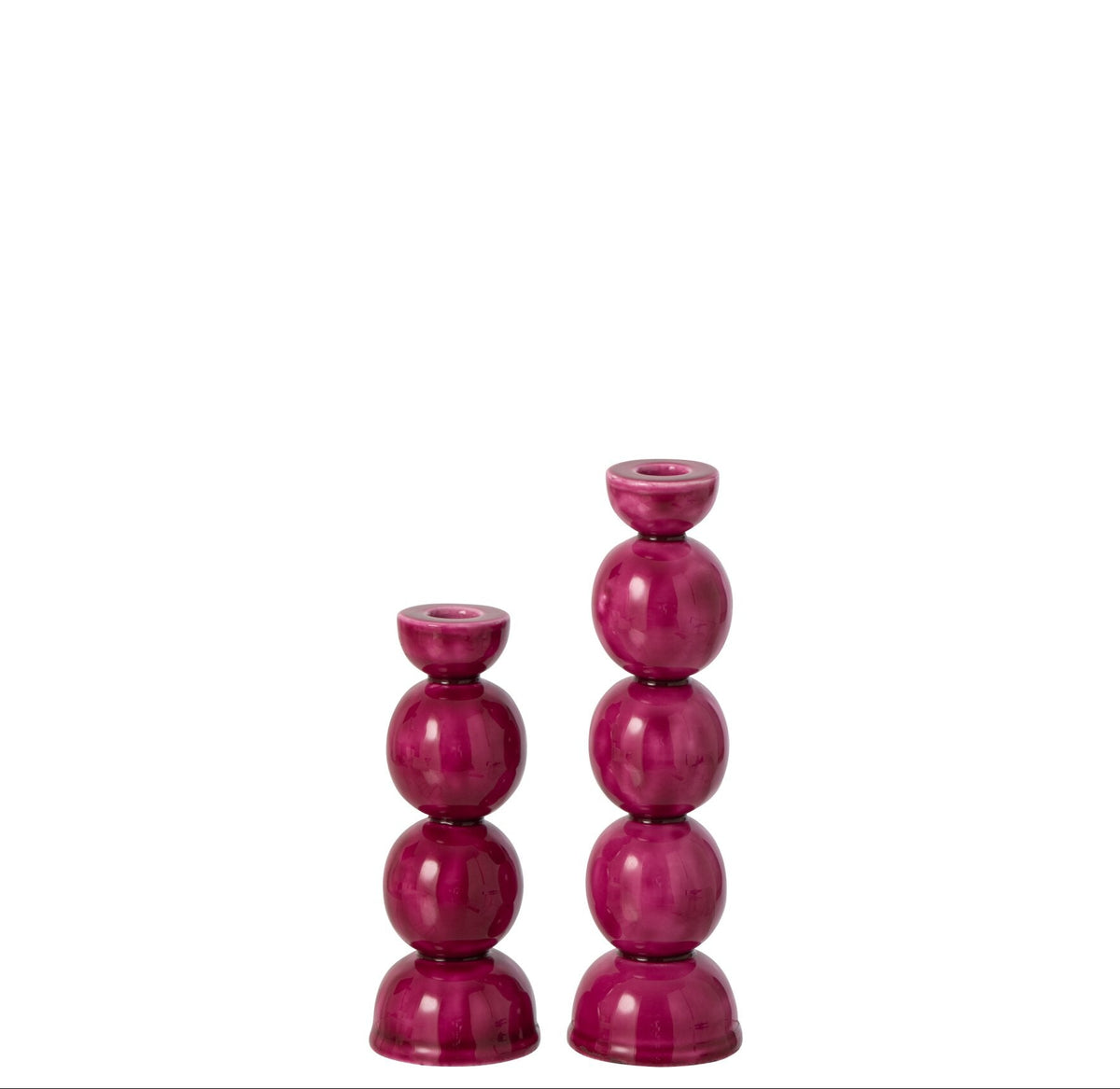 Lot de 2 bougeoirs en fer fuchsia J-Line