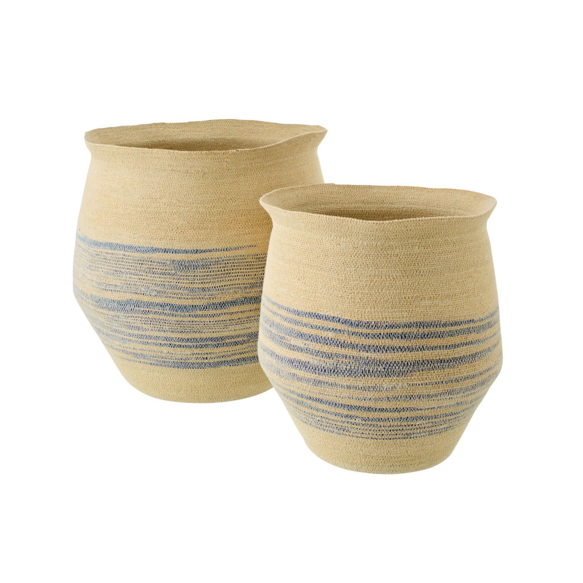 Lot de 2 Paniers en Jute Rayé Naturel/Bleu J-Line