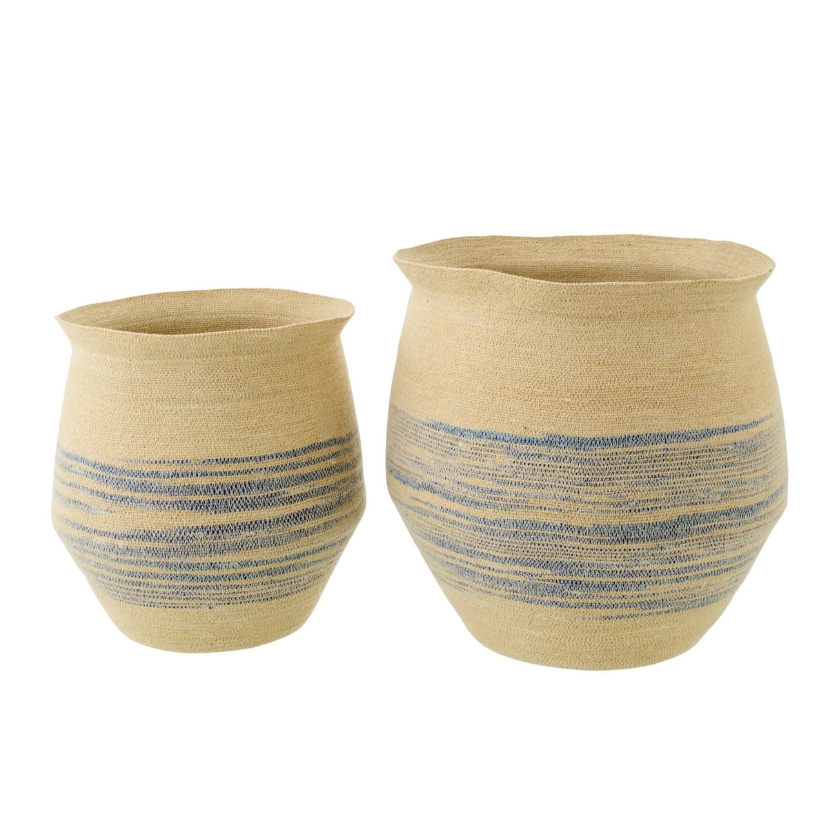 Lot de 2 Paniers en Jute Rayé Naturel/Bleu J-Line